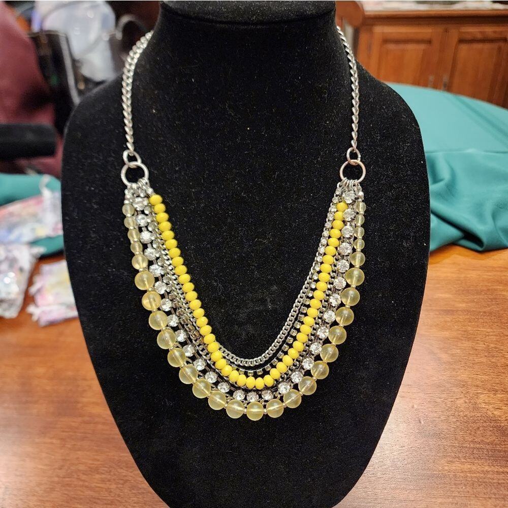 LOFT multi-strand jeweled and beaded‎ layered statement necklace